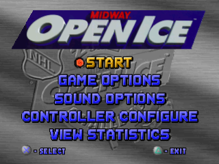 NHL Open Ice 2 on 2 Challenge title screen for Playstation